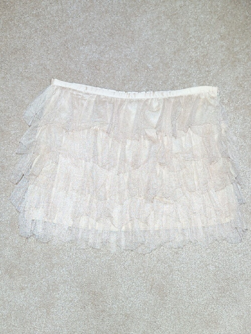 Tiered Cream Tulle Mini Skirt